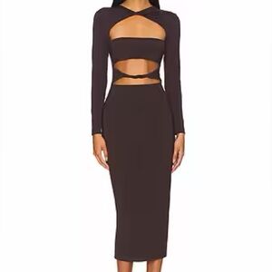Seroya karma Brown midi dress with cut outs